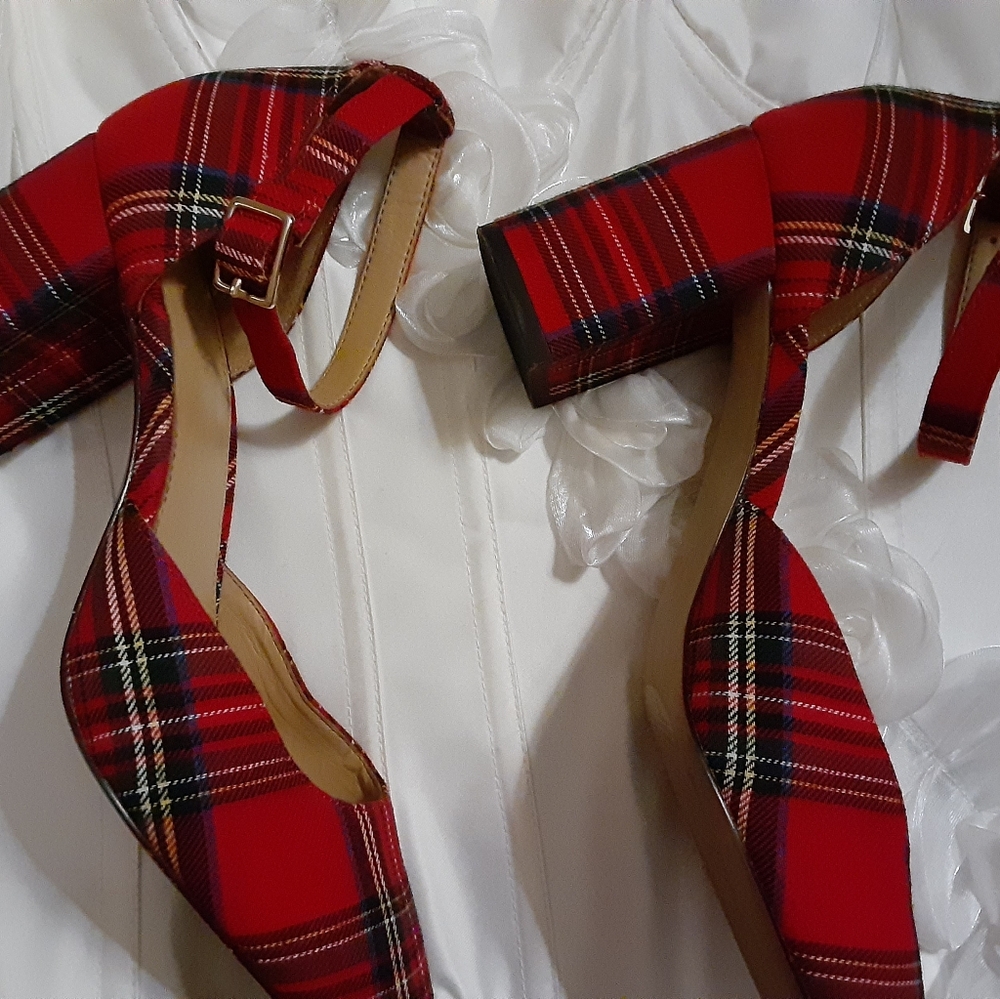 J.Crew Tartan Plaid Strappy Women's Heels Shoes Pumps - Picture 9 of 12